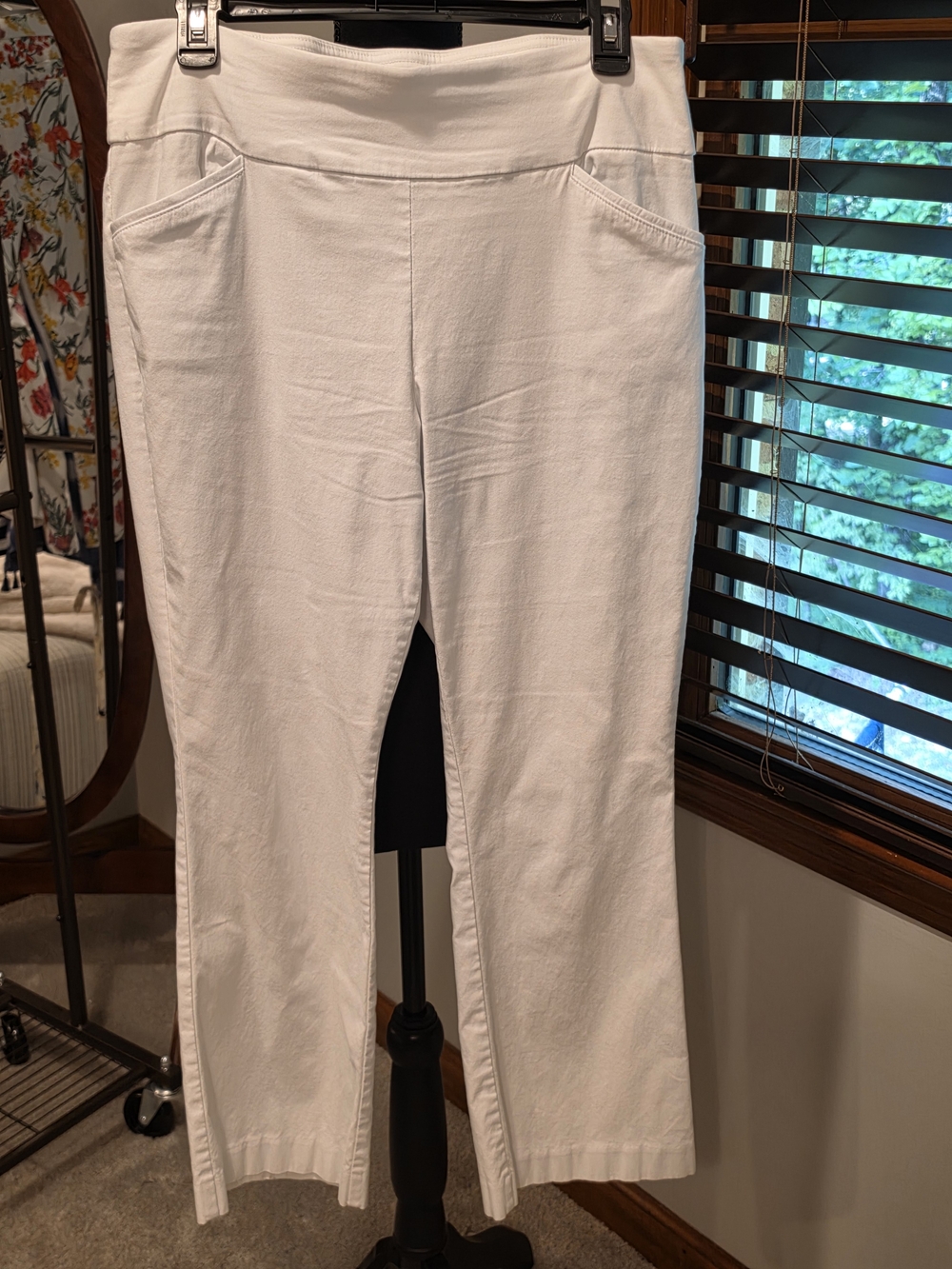 Counterparts White Pull-On RAYON-SPANDEX Ankle Pants